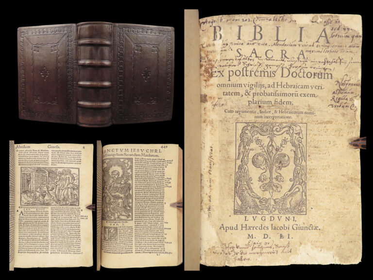 Image of 1551 Vulgate BIBLE | Biblia Sacra Jerome Commentary | Woodcuts & Fine Binding