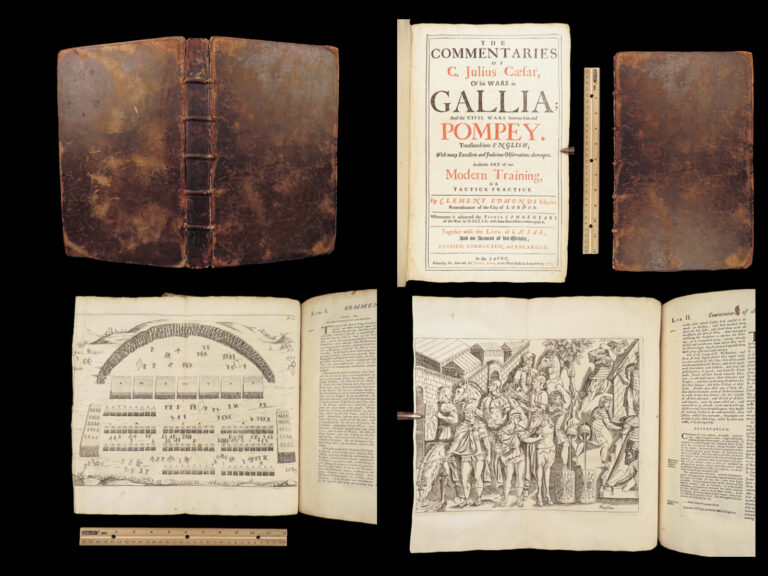 Image of 1677 Julius Caesar War Commentaries in Edmonds ENGLISH | Woodcut Battle Scenes
