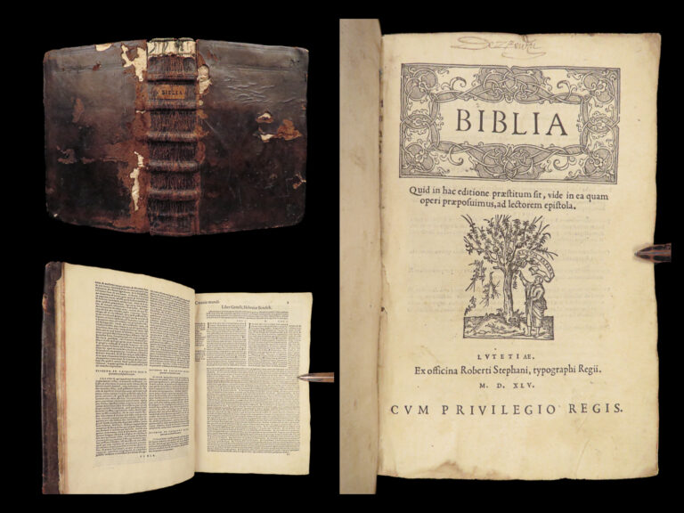 Image of 1545 FAMED Estienne BIBLE Zurich Vulgate Vatablus Biblia Pentateuch Torah RARE
