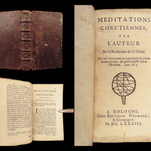 1683 Philosophy 1st ed Nicolas Malebranche Christian & Metaphysics Meditations
