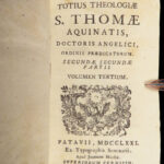 1771 Summa Theologica by Thomas Aquinas | 6v Vellum Padua edition
