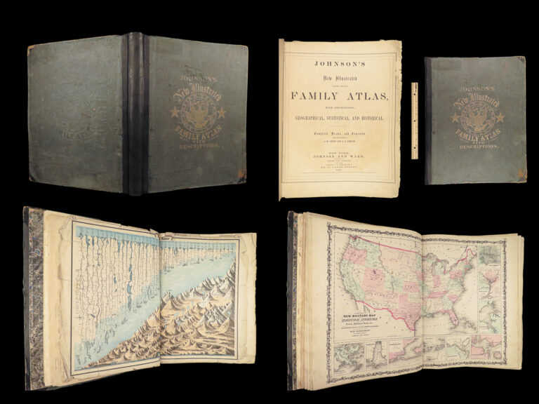 Image of 1863 Johnson Family ATLAS Geography Color MAPS Texas California New York HUGE