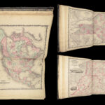 1863 Johnson Family ATLAS Geography Color MAPS Texas California New York HUGE