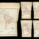 1863 Johnson Family ATLAS Geography Color MAPS Texas California New York HUGE