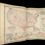1863 Johnson Family ATLAS Geography Color MAPS Texas California New York HUGE