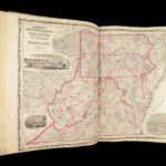 1863 Johnson Family ATLAS Geography Color MAPS Texas California New York HUGE