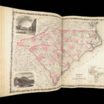 1863 Johnson Family ATLAS Geography Color MAPS Texas California New York HUGE