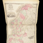1863 Johnson Family ATLAS Geography Color MAPS Texas California New York HUGE