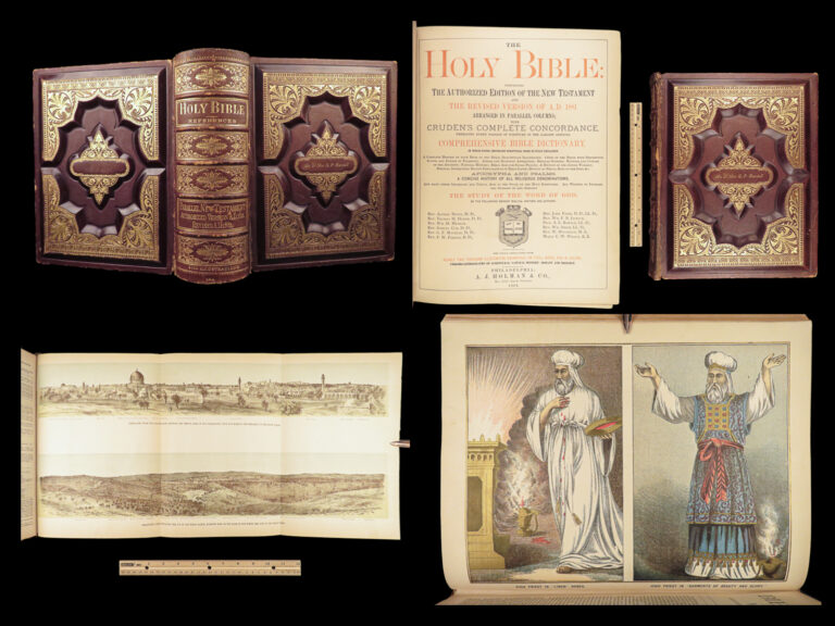 Image of 1884 RARE Holman Holy BIBLE Old & New Testaments Maps HUGE Philadelphia BINDING