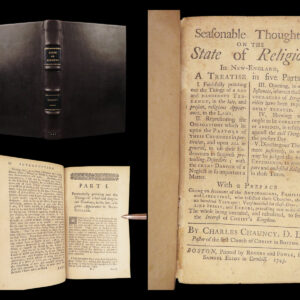 1743 Colonial BOSTON 1st Chauncy Thoughts on Religion in New England Whitefield