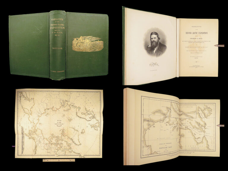 Image of 1879 1st Second Arctic Expedition of Hall by Nourse | Franklin Voyage & HUGE MAP
