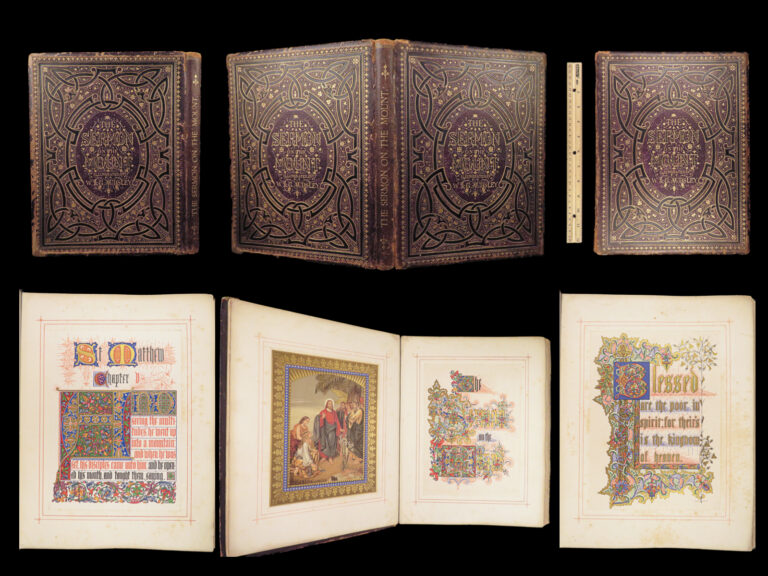 Image of 1861 Illuminated BIBLE Sermon on the Mount Audsley Color ART Victorian FOLIO