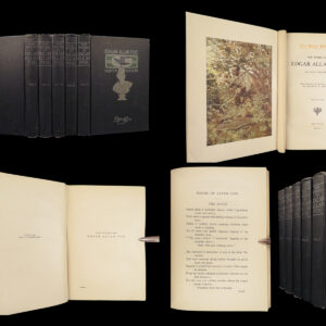1903 Works of Edgar Allan Poe Raven | Famous 5v Raven Edition w Becher Art