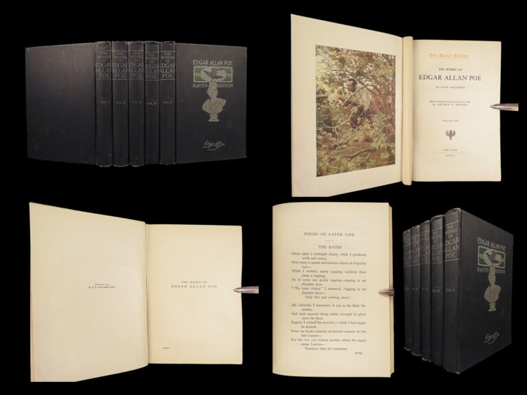Image of 1903 Works of Edgar Allan Poe Raven | Famous 5v Raven Edition w Becher Art