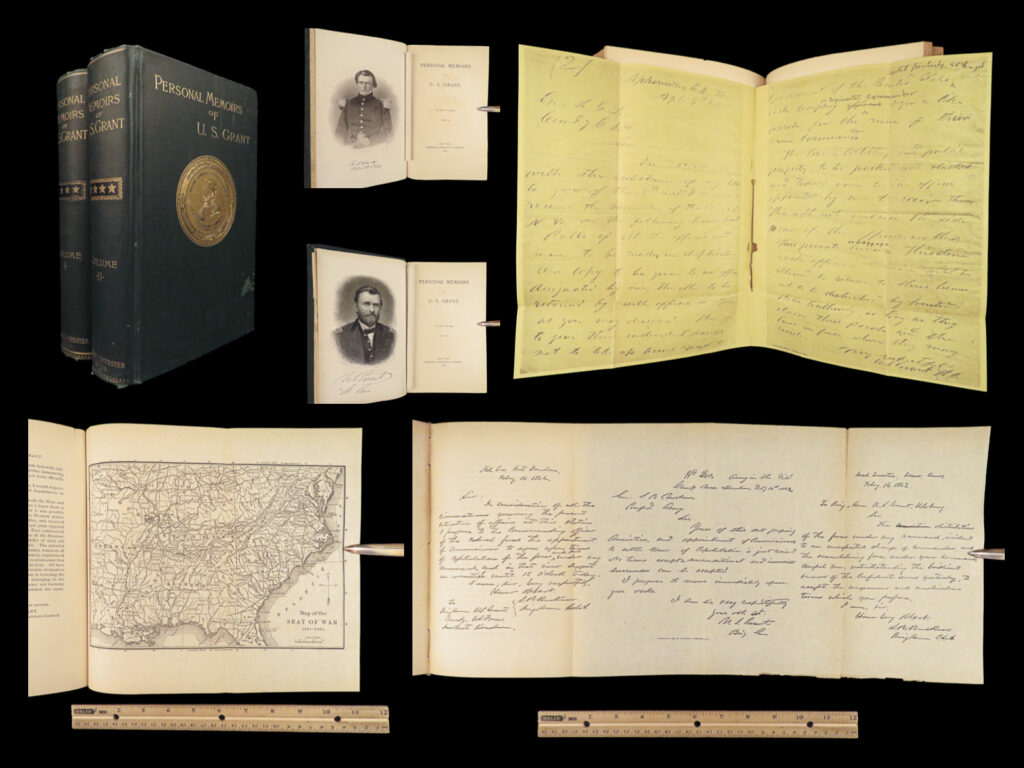 1885 civil war memoirs of ulysses s grant | 1st edition 2v | maps | <em> </em> <em>“the art of war is simple enough. Find out where your enemy is. Get at him as soon as you can. Strike him as hard as you can and keep moving on. ”</em> – ulysses s. Grant <em> </em> an important historical memoir of the civil war, arguably the most important, and the best thing that grant ever wrote. General norman schwartzkopf has recently called this the finest memoir of war experiences that has ever been penned. As such, it is valuable in its scope, its plain and clear analysis and language, and its broad conclusions about the conduct of the war. <em> </em> item number: #28088 price: $750