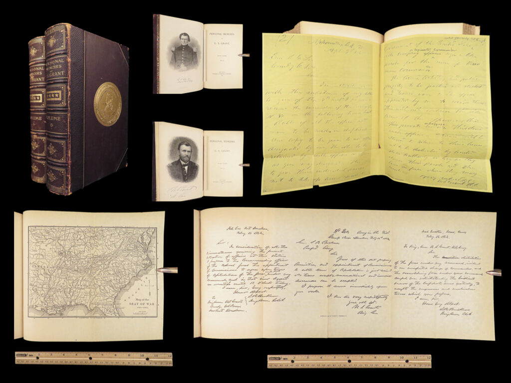 1885 civil war memoirs of ulysses s grant | 1st edition 2v | maps & leather | <em>“the art of war is simple enough. Find out where your enemy is. Get at him as soon as you can. Strike him as hard as you can and keep moving on. ”</em> – ulysses s. Grant <em> </em> an important historical memoir of the civil war, arguably the most important, and the best thing that grant ever wrote. General norman schwartzkopf has recently called this the finest memoir of war experiences that has ever been penned. As such, it is valuable in its scope, its plain and clear analysis and language, and its broad conclusions about the conduct of the war. <em> </em> item number: #28090 price: $1500