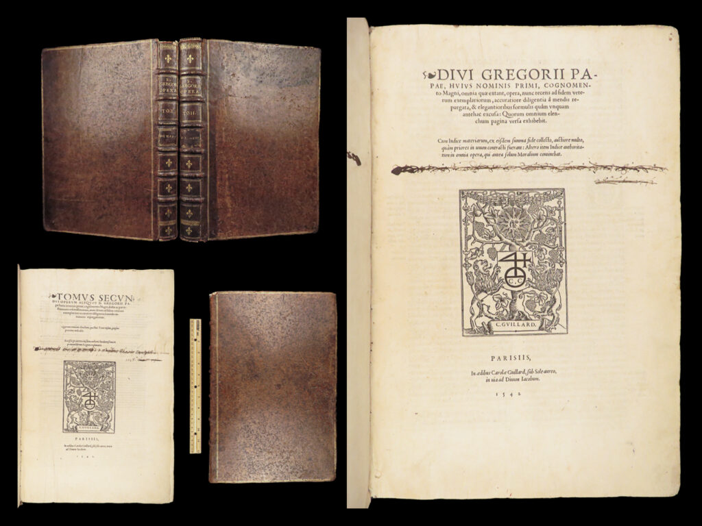Divi gregorii papae omnia opera – gregory i – 1542 | huge folio edition in latin | 1542 divi gregorii opera guillard, latin folio of pope gregory’s complete works. Original binding, expanded indexes, paris printing by carolae guillard.