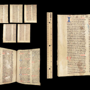 Handwritten Manuscript Leaves – Latin – 15th Century | Vellum Breviary or Missal Fragments