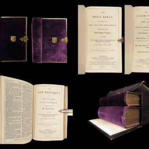 The Holy Bible – Oxford – 1861 | Velvet Binding, Brass Clasps, Gilt Edges
