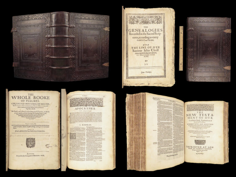 Image of 1611 King James Bible | 1st ed John SPEED New Testament Genealogy + MAP