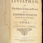 1651 Hobbes Leviathan 1st/1st Political Philosophy English Civil War Government