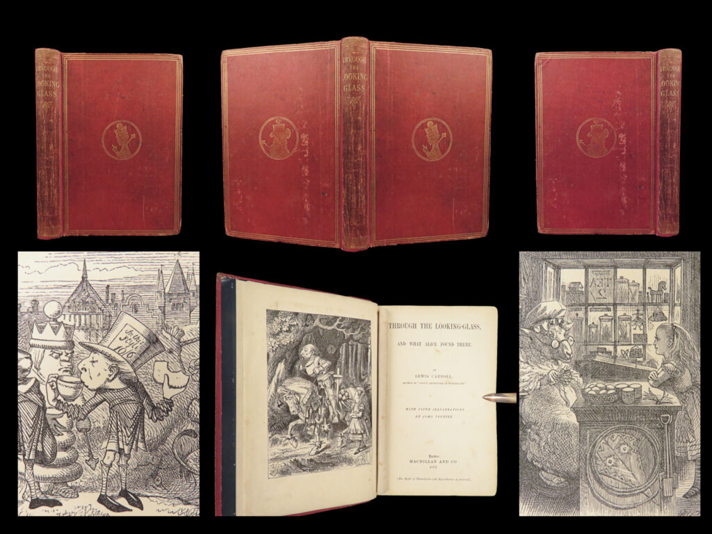 Through the looking-glass – lewis carroll – 1872 | first edition in original cloth | 1872 through the looking-glass first edition with tenniel’s original illustrations, “wade” error, and original gilt red cloth binding