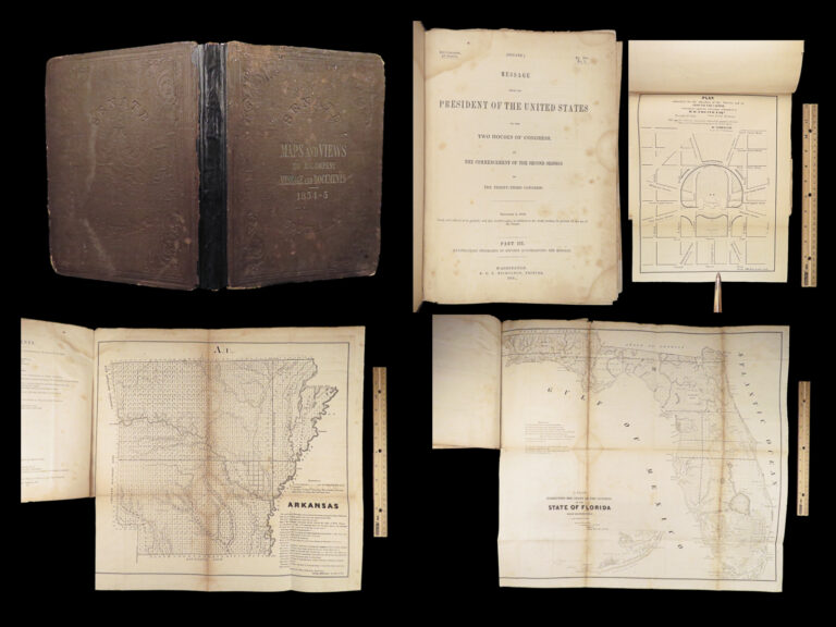 Image of 1854 1st ed ATLAS of Messages of President of US Franklin Pierce | MAPS Florida