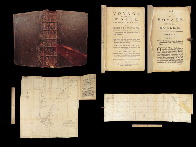 Image of A Voyage Round the World – George Anson – 1748 | 3 Huge Folding Maps