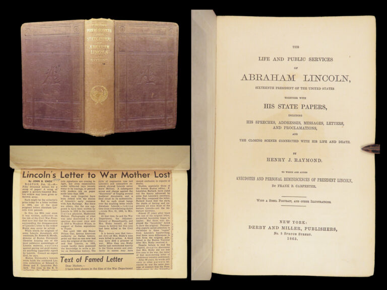 Image of The Life and Public Services of Abraham Lincoln – Henry Raymond – 1865 | First Edition