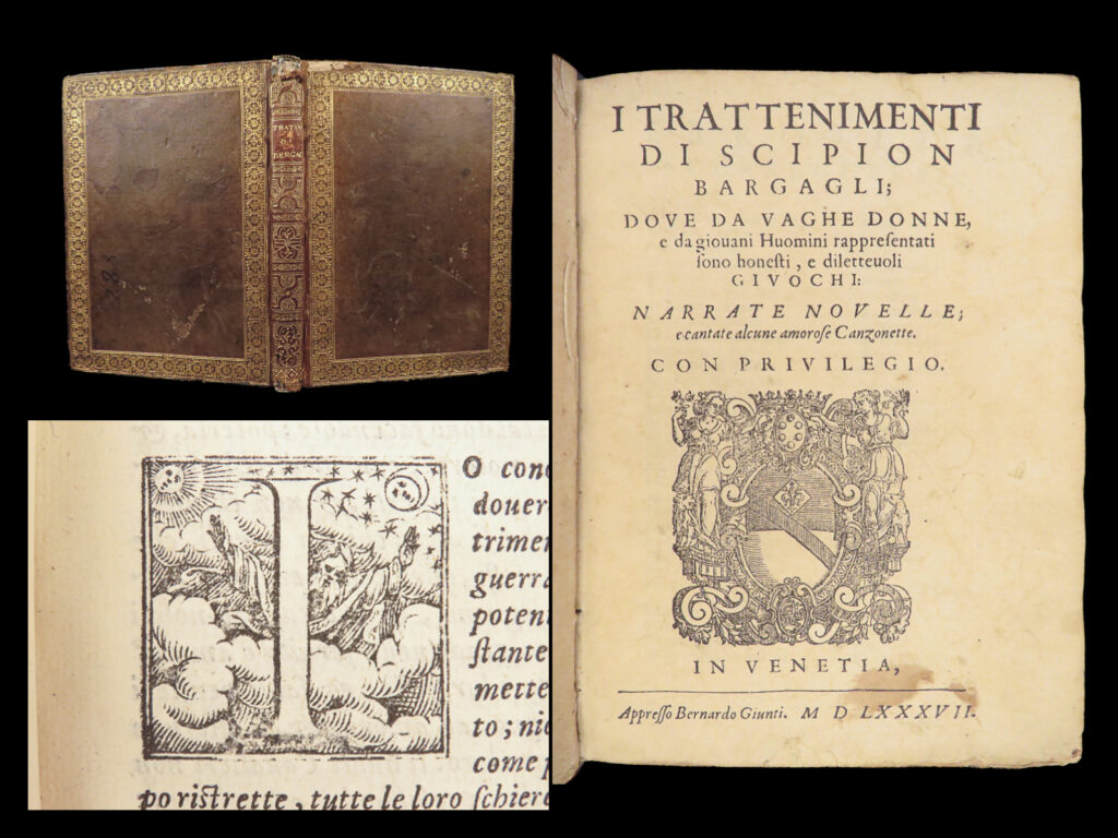 I trattenimenti – scipione bargagli – 1587, first edition | siege of siena storytelling | scipione bargagli’s i trattenimenti, first edition printed in 1587 by bernardo giunti, preserves sienese storytelling, songs, and games during the 1555 siege.
