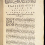 I Trattenimenti – Scipione Bargagli – 1587, First edition | Siege of Siena Storytelling