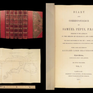 1851 Diary & Correspondence of Samuel Pepys | Beautiful Moroccan Leather 5v SET