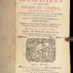 Les Mémoires – Philippe de Comines – 1682 | Louis XI France History