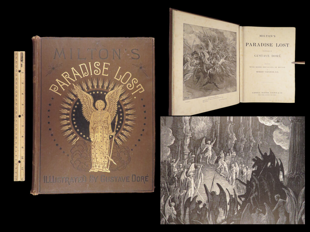 Paradise lost – john milton – 1890 | gustave doré folio cassell edition | milton’s paradise lost in a large-format cassell edition with 50 full-page engravings by gustave doré and a prefatory biography by robert vaughan, published circa 1890.