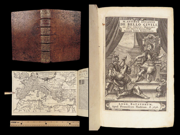 Image of De Bello Civili – Lucan – 1658 | Pharsalia with Folding Map & Grotius Commentary
