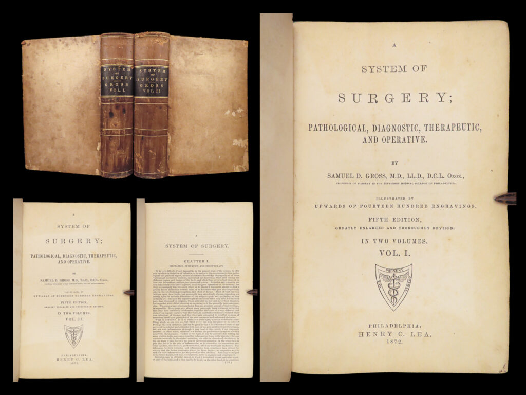 A system of surgery – samuel d. Gross – 1872 | 1400+ anatomy engravings | gross’s landmark 1872 surgical manual in two quarto volumes, illustrated with over 1400 engravings and issued by henry c. Lea, is widely cited in american medical literature.