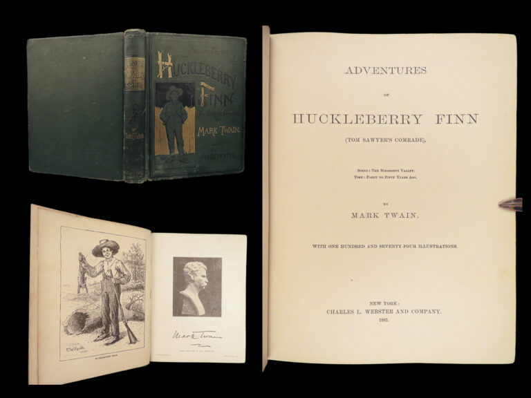 Image of Adventures of Huckleberry Finn – Mark Twain – 1885 | First Printing in Original Green Cloth