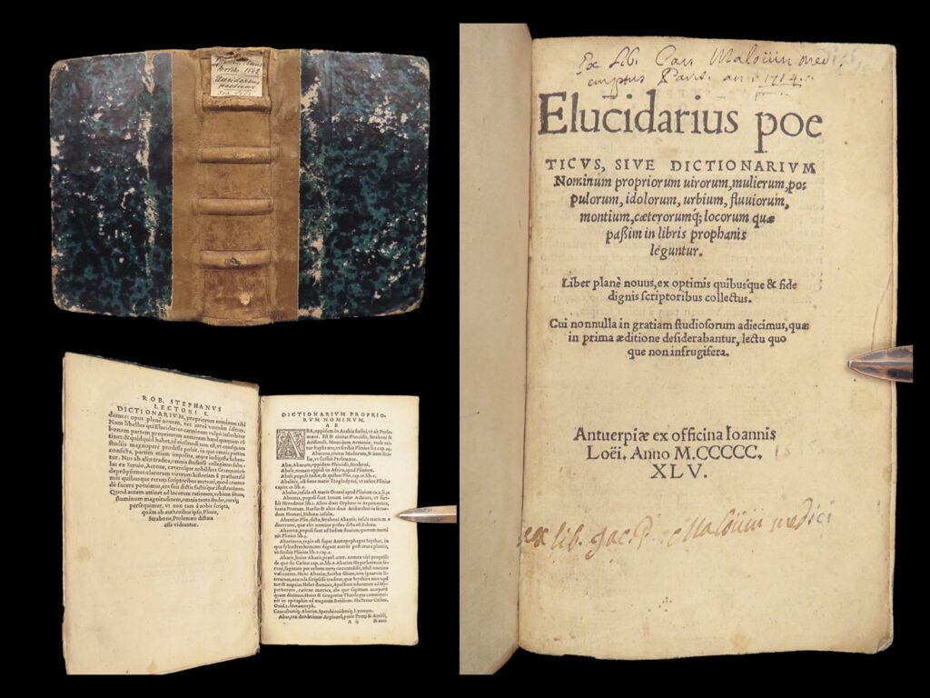 Elucidarius poeticus – robert estienne – 1545 | mythological reference | estienne’s 1545 elucidarius poeticus is a latin dictionary listing classical names and terms found in roman and greek literature, printed in antwerp