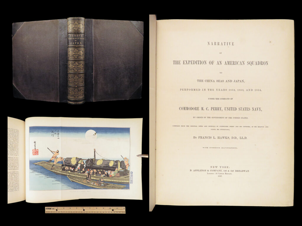 Narrative of the expedition – perry – 1857 | japan voyages & maps | first edition of perry’s 1857 official narrative, volume i, documenting the u. S. Naval expedition to japan with 89 lithographs and two folding maps.