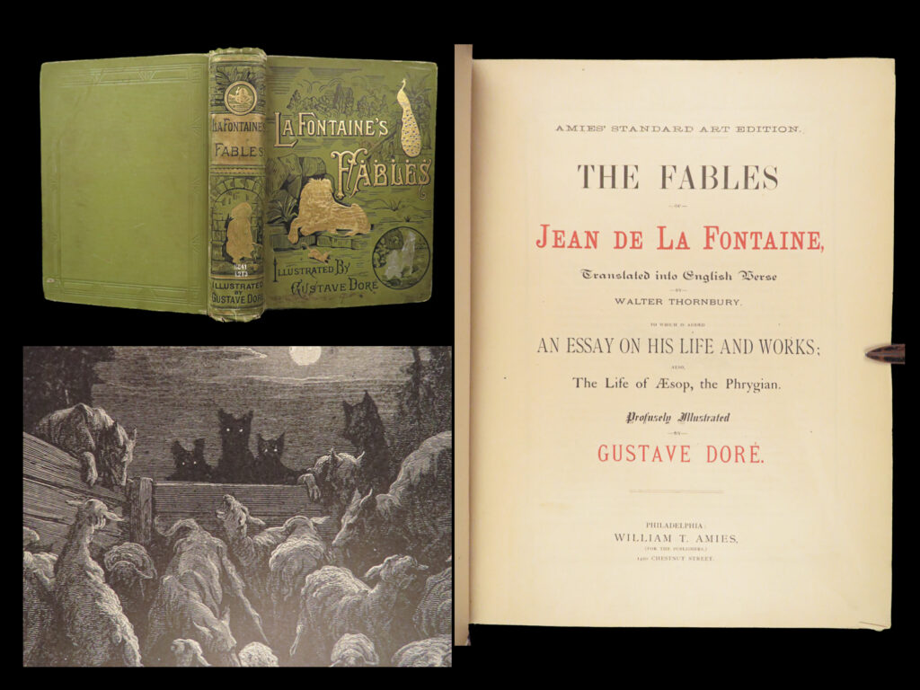 Fables of la fontaine – gustave doré – c. 1880 | thornbury translation | this undated edition of <em>the fables of jean de la fontaine</em> features the collected tales of the french poet, translated to english verse by walter thornbury and accompanied by 85 full-page engravings by gustave doré.
