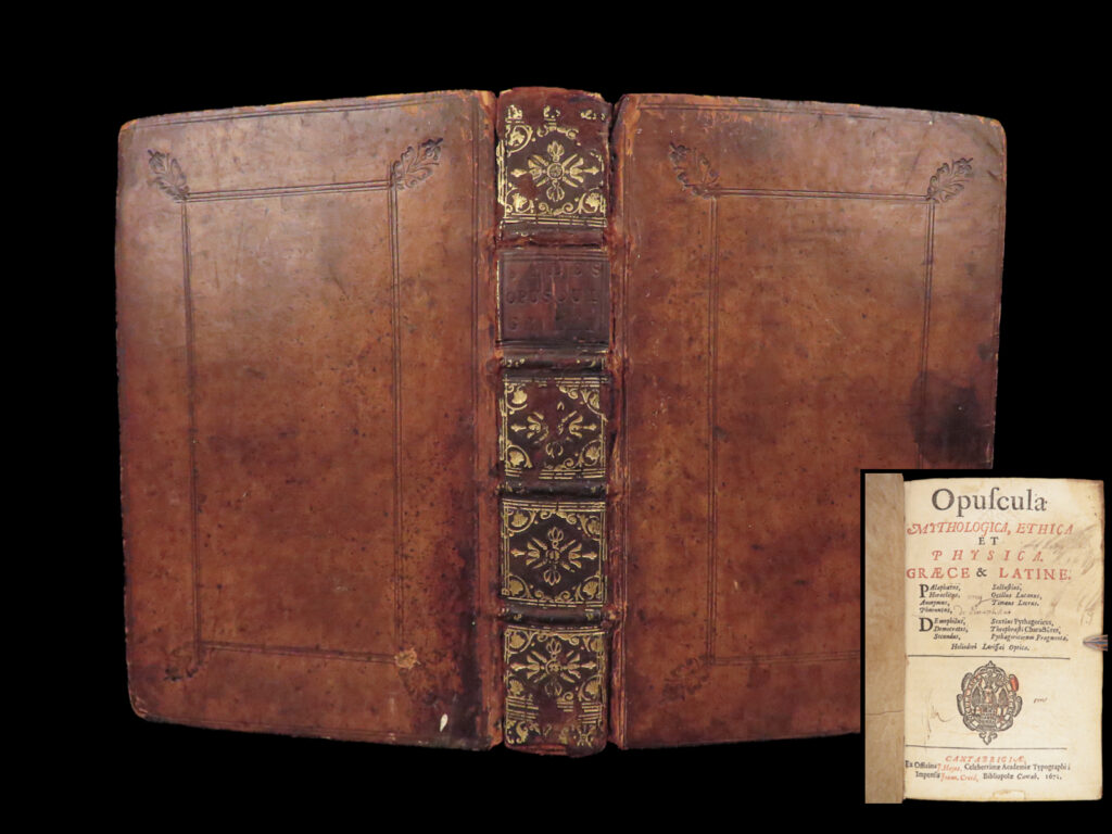 Opuscula mythologica – thomas gale – 1671 | first edition | classical mythology | thomas gale’s 1671 opuscula mythologica compiles ten classical treatises in greek and latin, issued in cambridge as a bilingual octavo with separately paginated parts.