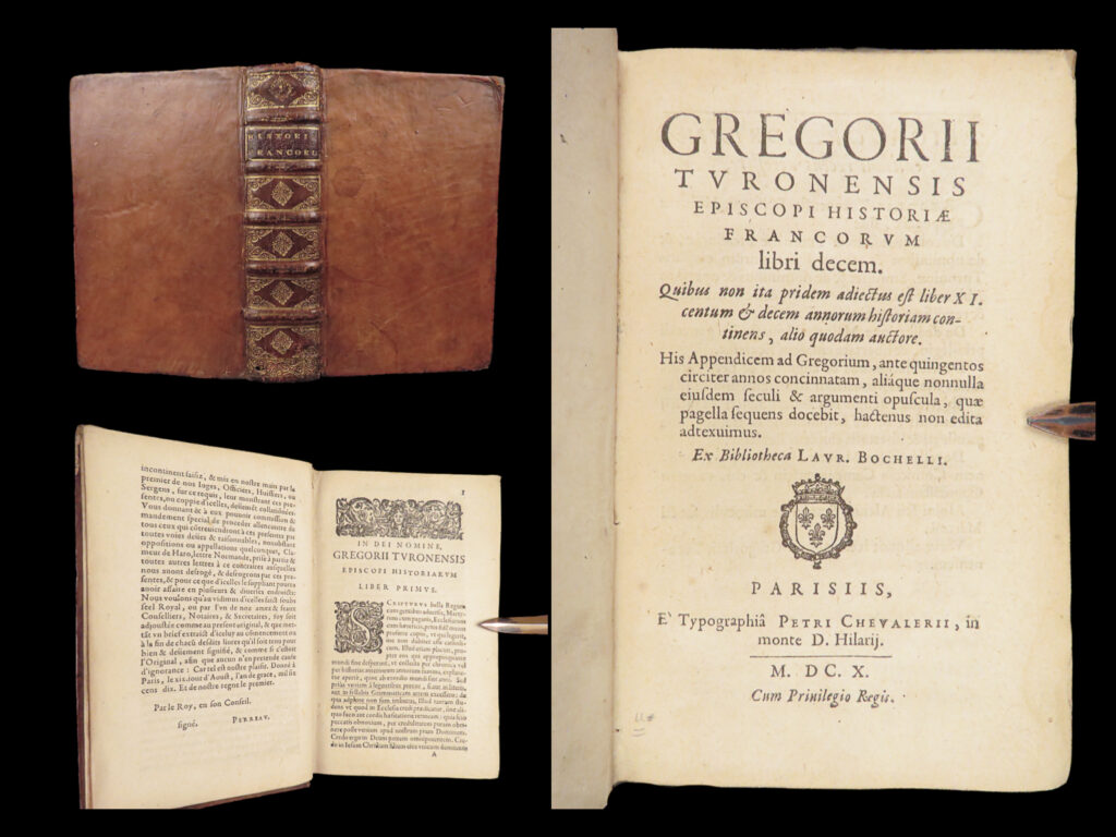 Historiae francorum – gregory of tours – 1610 | ten books of histories | paris 1610 edition of gregory of tours’ historiae francorum libri decem, edited by laurent bouchel, chronicling the merovingian franks, saints, and theological writings in a complete full-leather binding.
