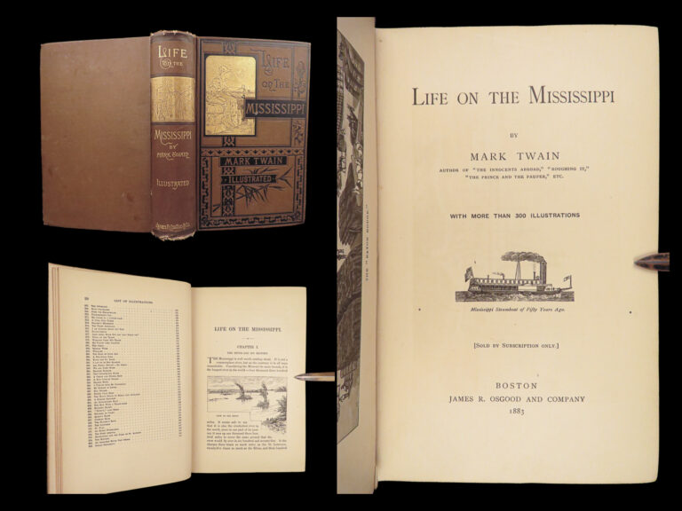 Image of 1883 Life on the Mississippi by Mark Twain 1st/1st w/ St. Louis Hotel & Flames