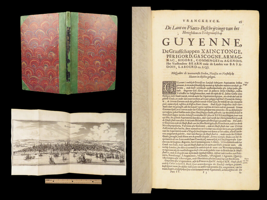 Topographia galliæ – zeiller & merian – 1662 | guienne maps & descriptions | topographia galliæ, printed in amsterdam in 1662 by joost broersz. And casper merian, surveys the provinces of southern france with texts and one engraved foldout map of guienne and gascogne.