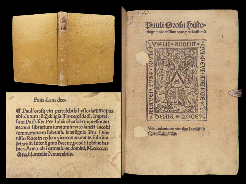 Pauli orosii historiarum adversum paganos– paulus orosius – 1510 | post-incunable | 1510 paris printing of paulus orosius’s historiae adversus paganos, edited by louis thiboust and sold by denis roce, presenting early christian historiography in latin with accounts of ancient disasters.