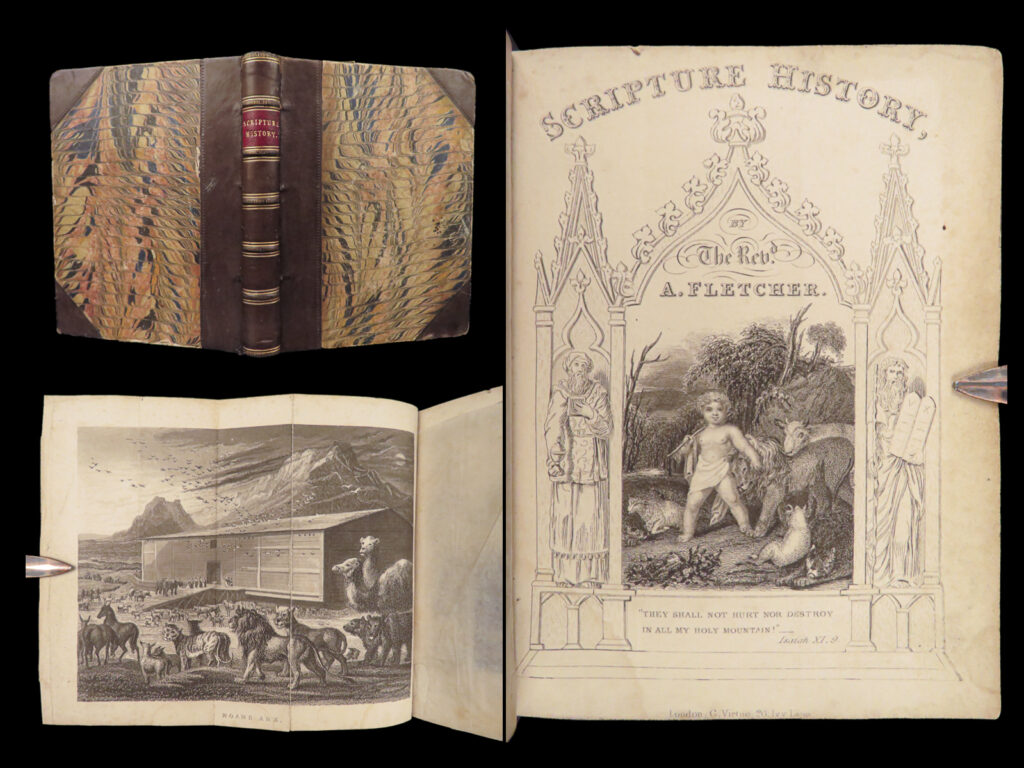 Scripture history – alexander fletcher – 1850 | illustrated bible scenes | victorian-era scripture history by alexander fletcher, london, ca. 1850, with 40 engraved plates and concise old testament narratives from genesis to david and goliath.