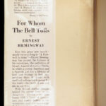 For Whom the Bell Tolls – Ernest Hemingway – 1940 | First Edition, First Printing
