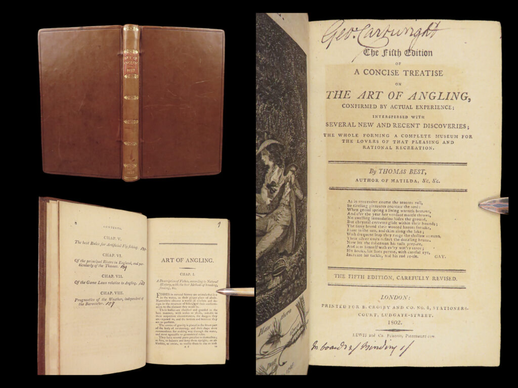 A concise treatise on the art of angling – thomas best – 1802 | fishing & trolling | thomas best’s 1802 fifth edition of a concise treatise on the art of angling covers fish, rods, baits, flies, rivers, trolling, and angling laws, an early english sporting manual in modern leather binding.