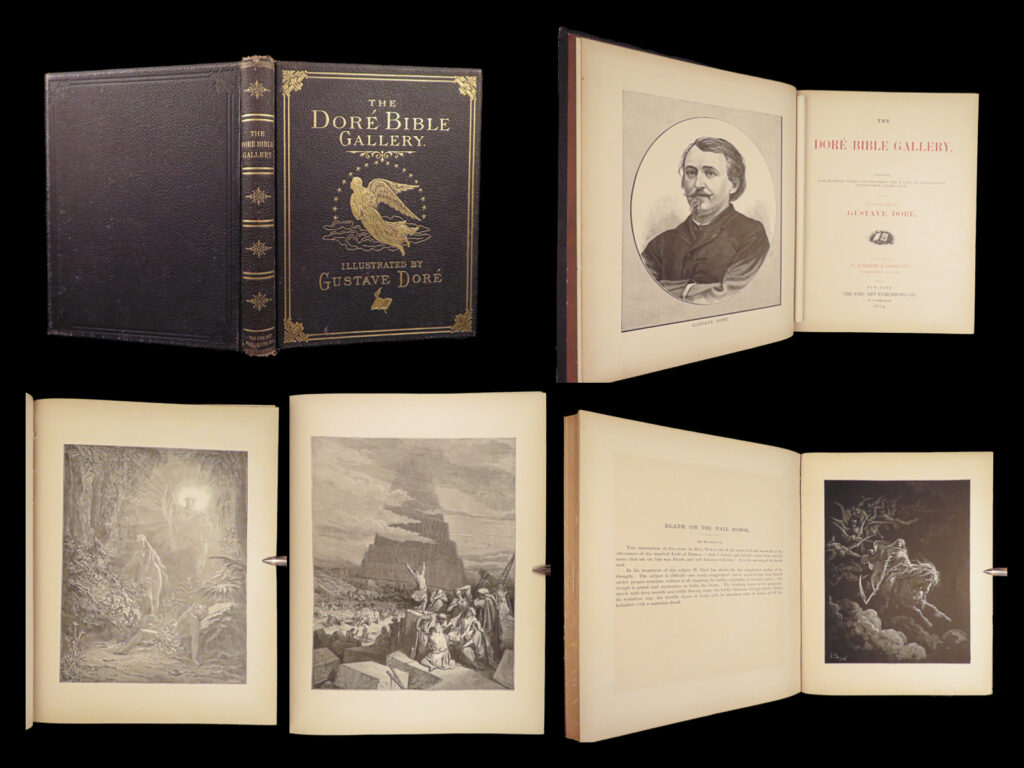The doré bible gallery – gustave doré – 1879 | 100 steel engravings, large format | american folio edition of the doré bible gallery (1879), with 100 steel engravings by gustave doré featuring scenes from old and new testament narratives in a decorative cloth binding.