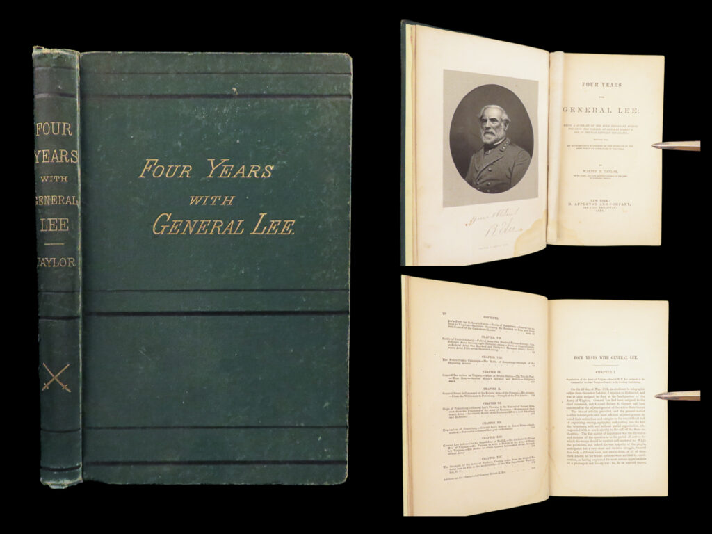 Four years with general lee – walter h. Taylor – 1877 | first edition confederate memoir | first edition of walter h. Taylor’s four years with general lee (1877), a civil war memoir by lee’s adjutant featuring campaigns such as gettysburg and sharpsburg, issued with a portrait frontispiece.
